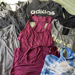 Multiple lot of 10 ladies, tank tops Under Armour Adidas Champion size M